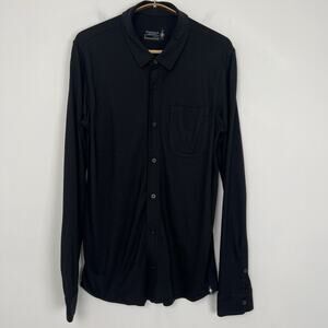 SmartWool Shirt Mens Small Black Merino Sport 150 Long Sleeve Button Office